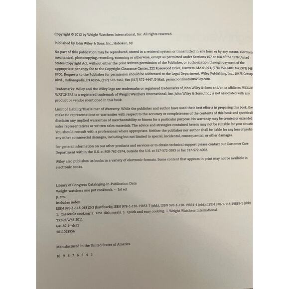 41067. Weight Watchers One Pot Cookbook 2012 HCDJ WW Recipes - Yum! - Picture 11 of 16